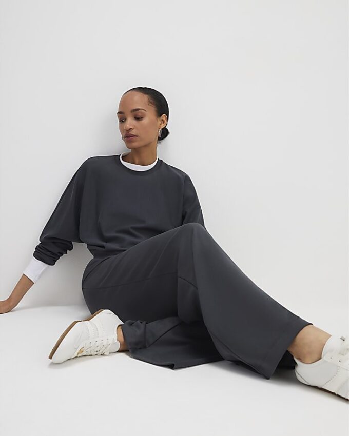 Grey Premium Wide Leg Joggers