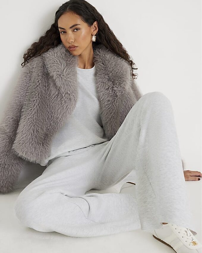 Grey Premium Wide Leg Joggers