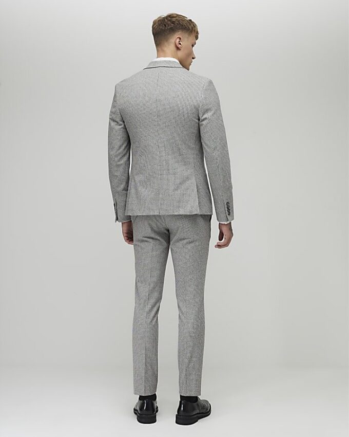 Grey Puppy Tooth Check Skinny Suit Trousers
