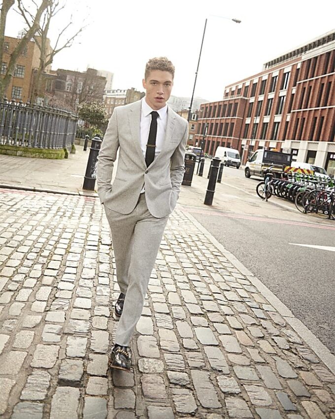 Grey Puppy Tooth Check Skinny Suit Trousers