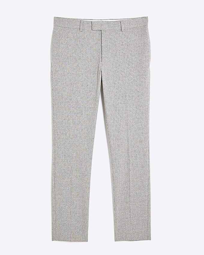 Grey Puppy Tooth Check Skinny Suit Trousers
