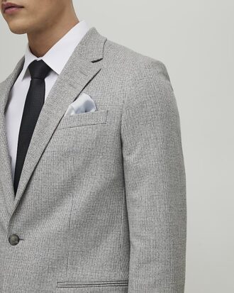 Grey Puppy Tooth Skinny Suit Jacket