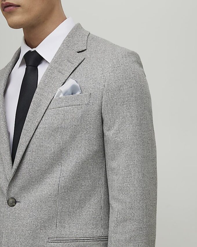 Grey Puppy Tooth Skinny Suit Jacket Grey Puppy Tooth Skinny Suit Jacket