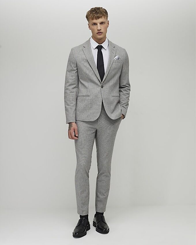 Grey Puppy Tooth Skinny Suit Jacket Grey Puppy Tooth Skinny Suit Jacket