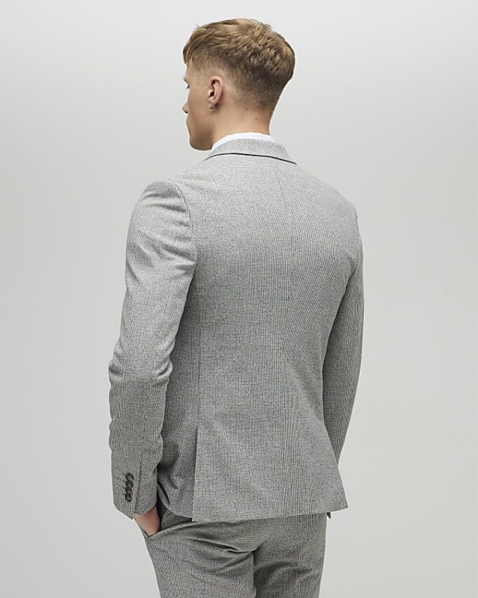 Grey Puppy Tooth Skinny Suit Jacket Grey Puppy Tooth Skinny Suit Jacket