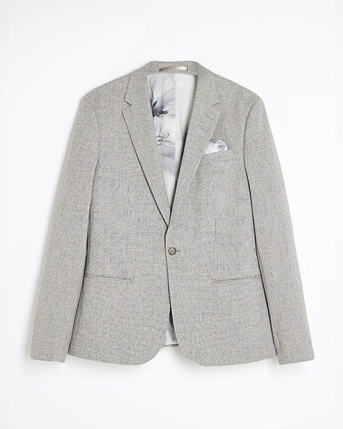 Grey Puppy Tooth Skinny Suit Jacket Grey Puppy Tooth Skinny Suit Jacket