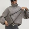 Grey Quilted Chain Shoulder Bag