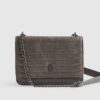 Grey Quilted Chain Shoulder Bag