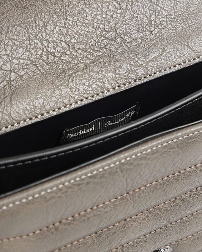 Grey Quilted Chain Shoulder Bag