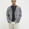 Grey Regular Fit Animal Cardigan