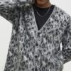 Grey Regular Fit Animal Cardigan