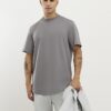Grey Regular Fit Curve Hem T-Shirt
