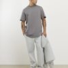 Grey Regular Fit Curve Hem T-Shirt