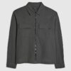 Grey Regular Fit Double Pocket Zip Overshirt
