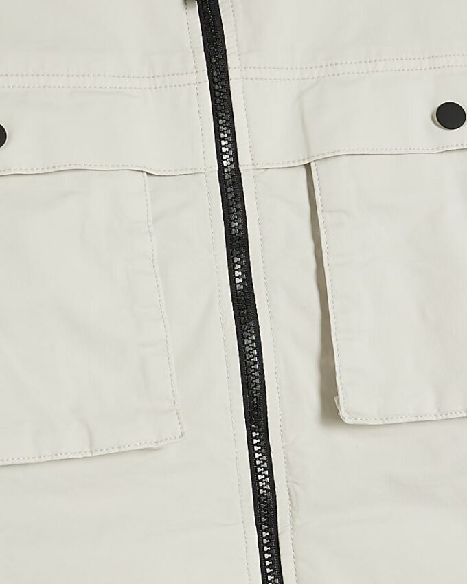 Grey Regular Fit Zipped Overshirt