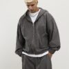 Grey Sanctuaire Corduroy Zip Through Hoodie