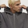 Grey Sanctuaire Corduroy Zip Through Hoodie