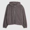 Grey Sanctuaire Corduroy Zip Through Hoodie
