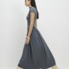 Grey Short Sleeve Fitted Waist Maxi Dress