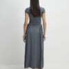 Grey Short Sleeve Fitted Waist Maxi Dress