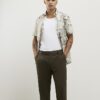 Grey Short Sleeve Slim Crystal Floral Shirt