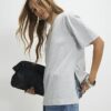 Grey Short Sleeve Slit Hem T-shirt