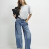 Grey Short Sleeve Slit Hem T-shirt