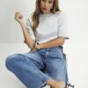 Grey Short Sleeve Slit Hem T-shirt