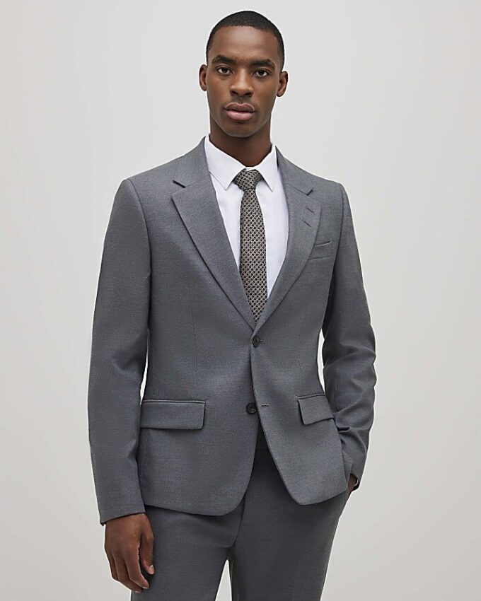 Grey Skinny Fit Suit Jacket Grey Skinny Fit Suit Jacket