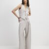 Grey Sleeveless Pinstripe Cropped Waistcoat
