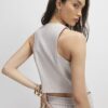Grey Sleeveless Pinstripe Cropped Waistcoat