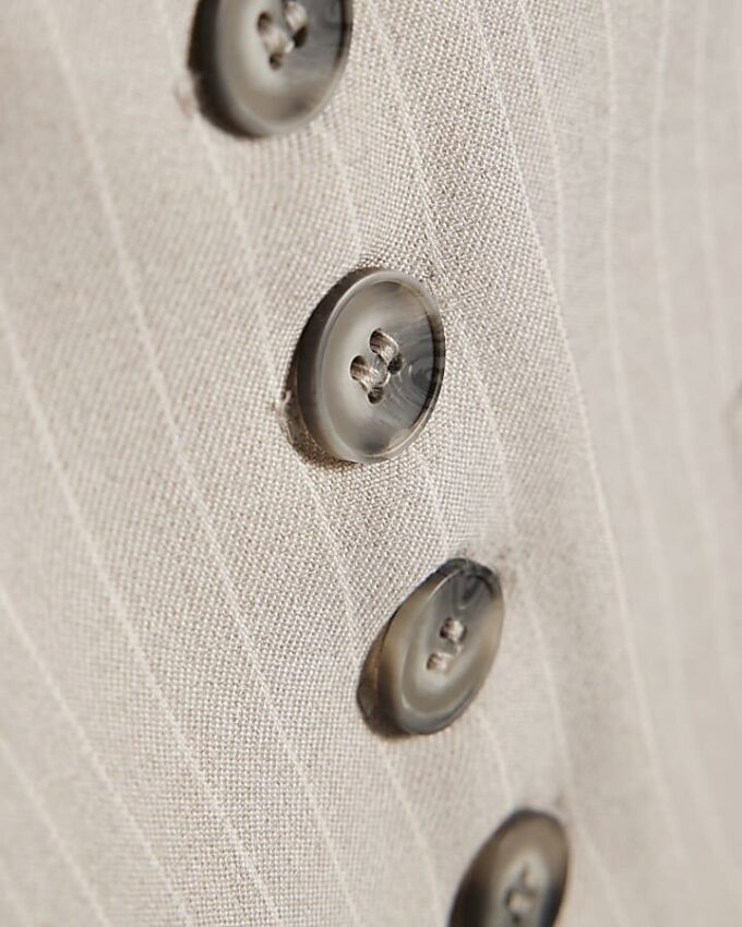Grey Sleeveless Pinstripe Cropped Waistcoat