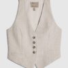 Grey Sleeveless Pinstripe Cropped Waistcoat