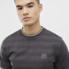 Grey Slim Fit Luminis Badge Stripe T-Shirt