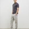 Grey Slim Fit Luminis Badge Stripe T-Shirt