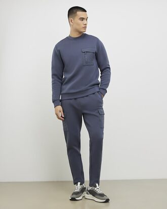 Grey Slim Fit Nylon Pocket Sweatshirt