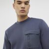 Grey Slim Fit Nylon Pocket Sweatshirt