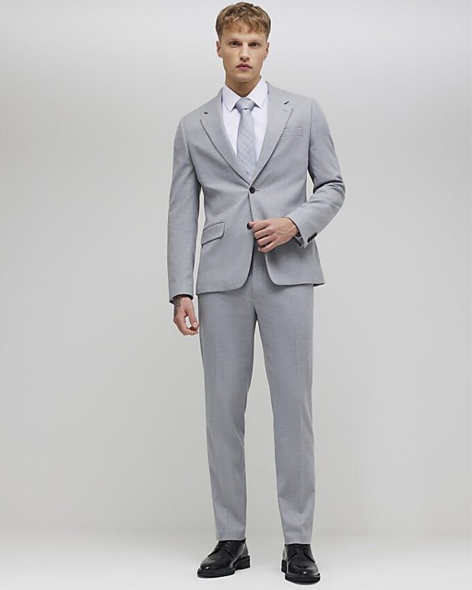 Grey Slim Fit Suit Trouser