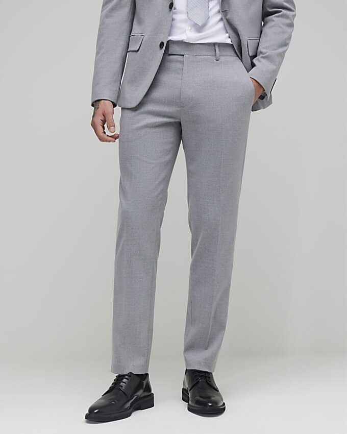 Grey Slim Fit Suit Trouser