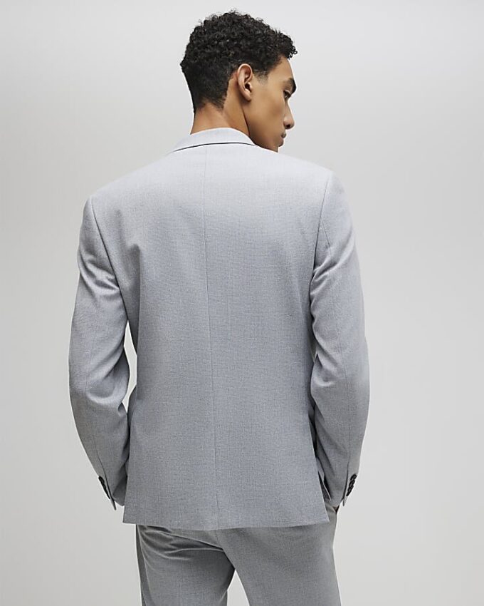 Grey Slim Fit Textured Suit Jacket Grey Slim Fit Textured Suit Jacket