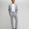 Grey Slim Fit Textured Suit Trousers