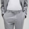 Grey Slim Fit Textured Suit Trousers