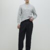 Grey Slim Fit Waffle Knit Jumper