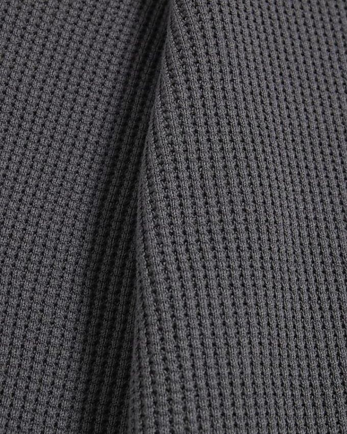 Grey Slim Fit Waffle Knit Jumper