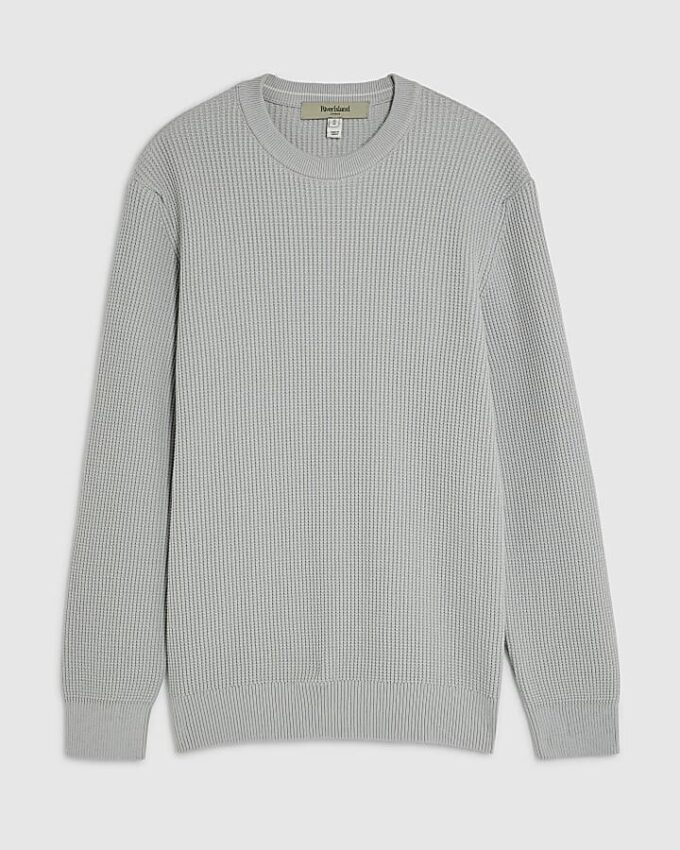 Grey Slim Fit Waffle Knit Jumper