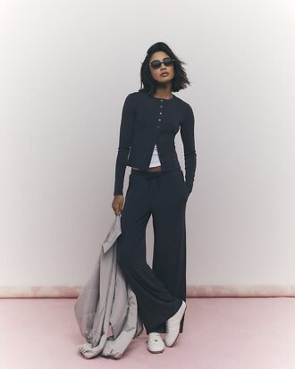 Grey Soft Touch Wide Leg Trousers