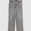 Grey Split Hem Straight Leg Jeans