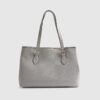 Grey Stripe Monogram Shopper Bag