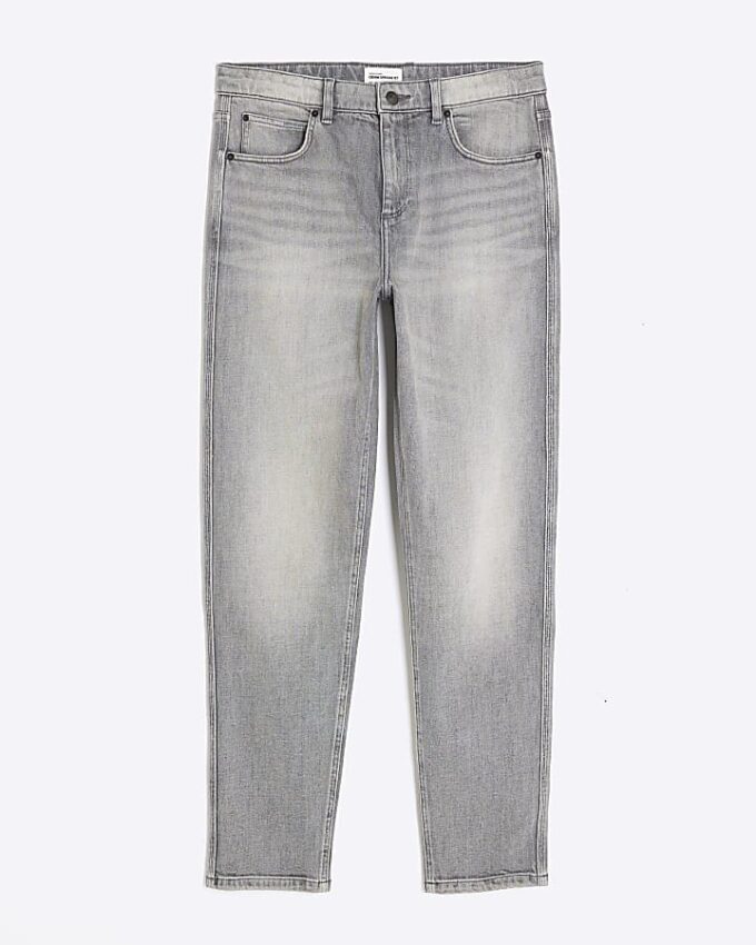Grey Tapered Fit Jeans