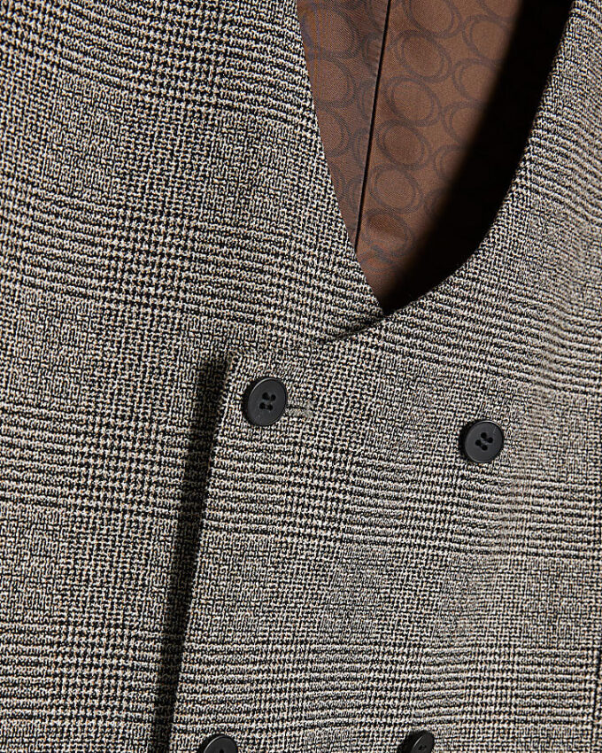 Grey Textured Check Waistcoat